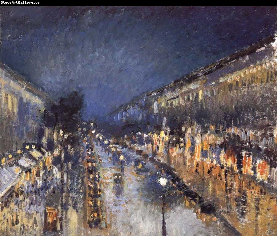 Camille Pissarro The Boulevard Monimartre at Night